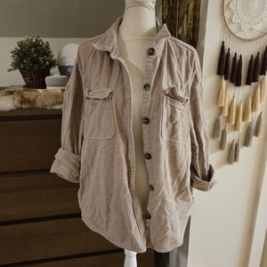 Hollister Boyfriend fit neutral tan button down